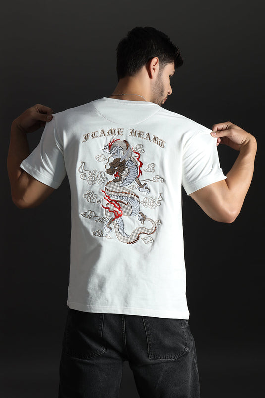 ASAIN DRAGON RELAXED FIT EMBROIDERD T-SHIRT