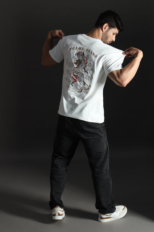 ASAIN DRAGON RELAXED FIT EMBROIDERD T-SHIRT