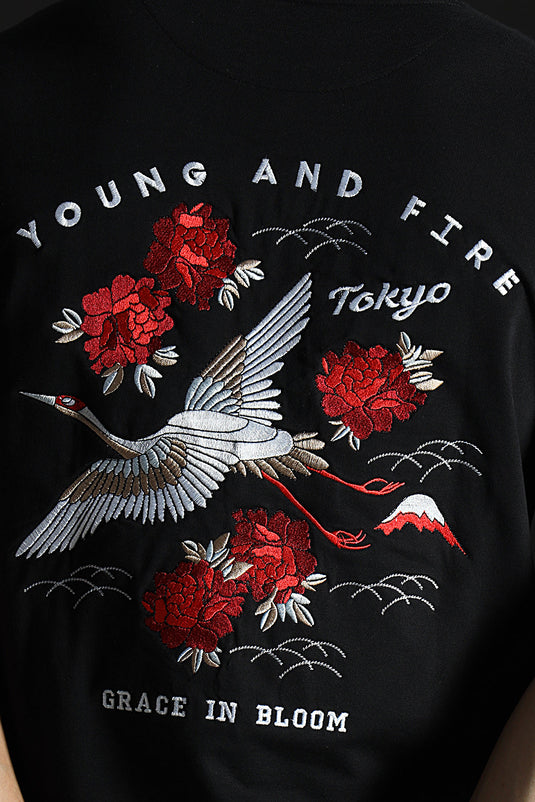 TOKYO SWAN RELAXED FIT EMBROIDERD T-SHIRT