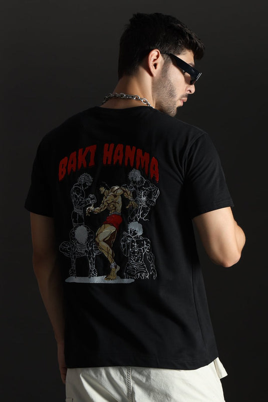 BAKI HANMA RELAXED FIT EMBROIDERD T-SHIRT