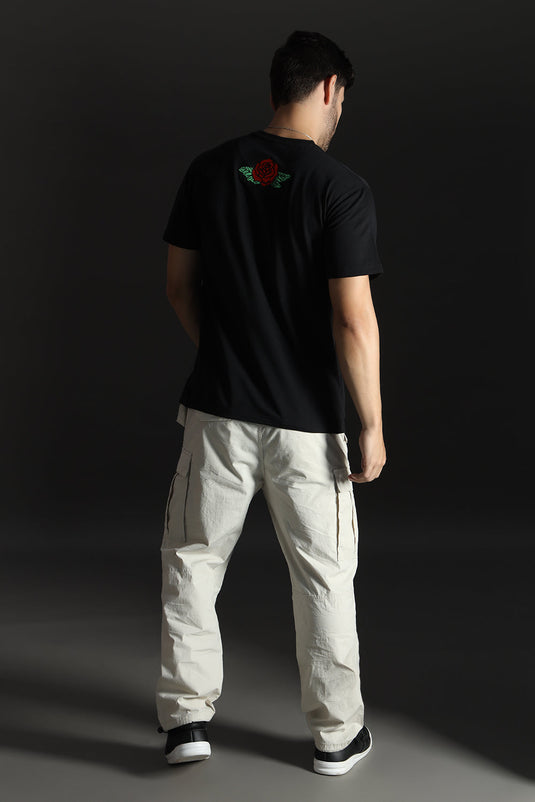 RIBCAGE ROSE RELAXED FIT EMBROIDERERD T-SHIRT