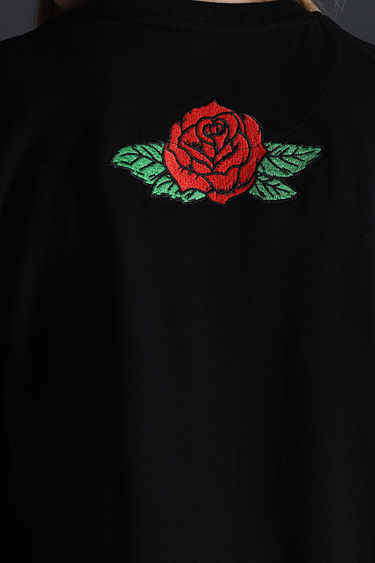 RIBCAGE ROSE RELAXED FIT EMBROIDERD T-SHIRT