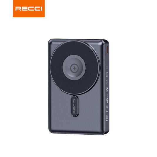 RECCI RPB-W19 PD20W + 15W 3 IN 1 MAGNETIC WIRELESS POWER BANK 10000MAH MFI - BLACK