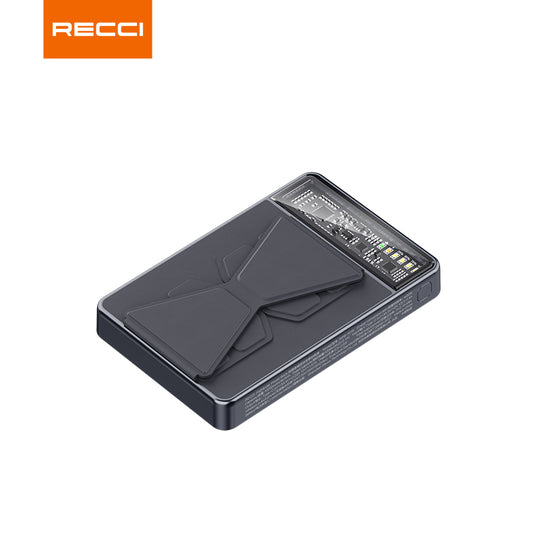 RECCI RPB-W19 PD20W + 15W 3 IN 1 MAGNETIC WIRELESS POWER BANK 10000MAH MFI - BLACK