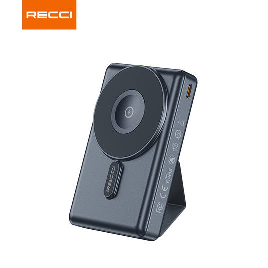 RECCI RPB-W19 PD20W + 15W 3 IN 1 MAGNETIC WIRELESS POWER BANK 10000MAH MFI - BLACK